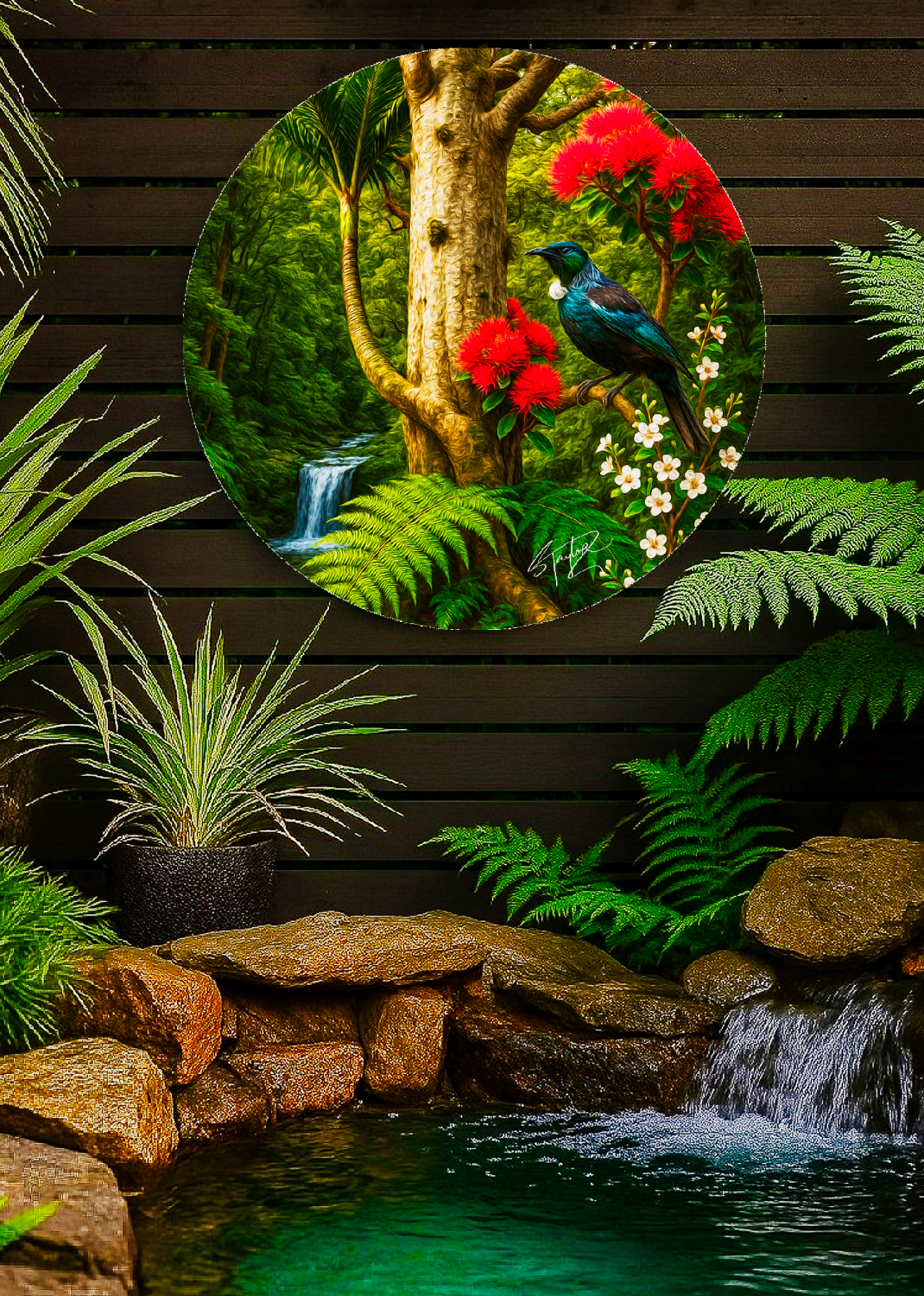 Tui in Kauri Forest ALUMINIUM Art print
