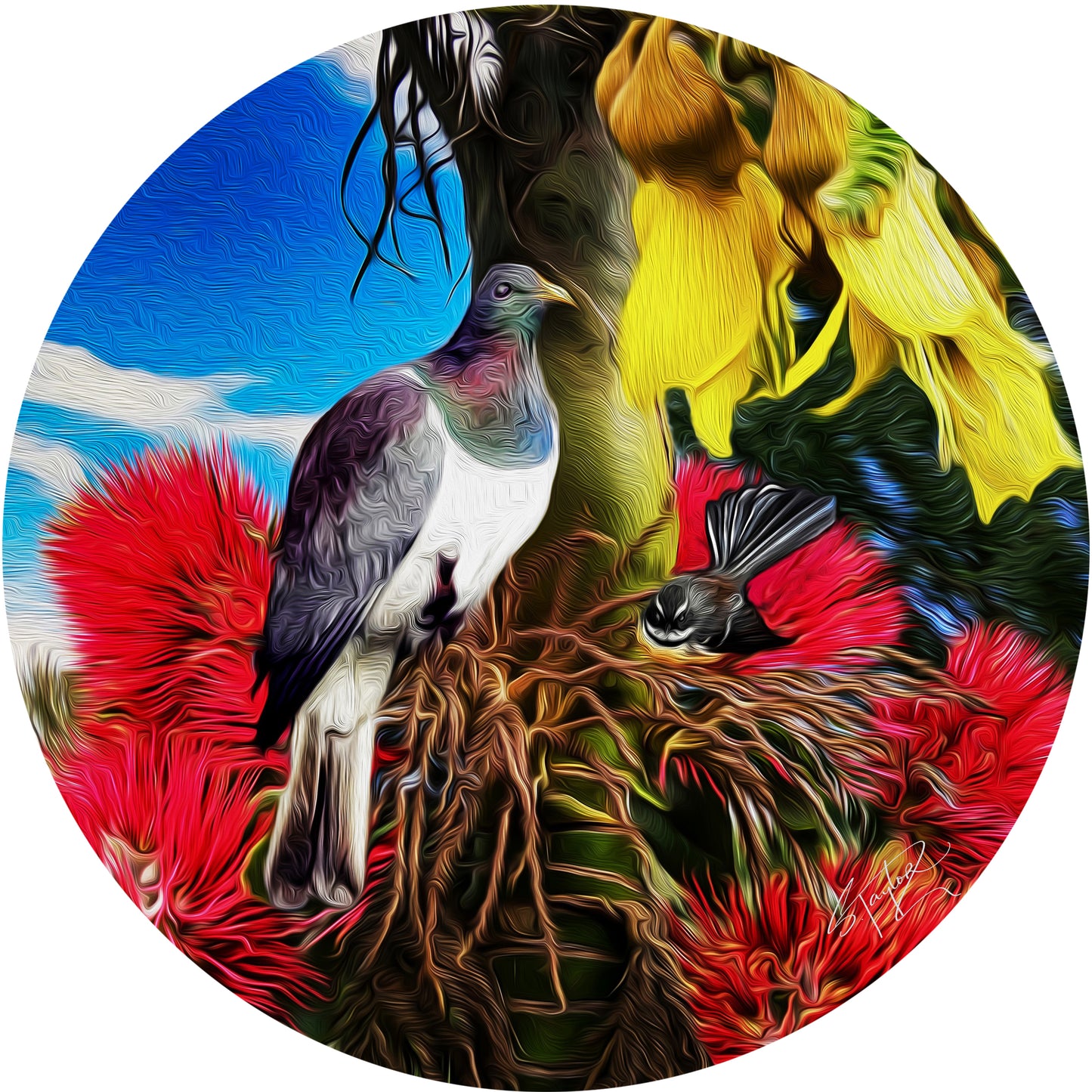 Round Aluminium Indoor/Outdoor Art Print - The Storyteller