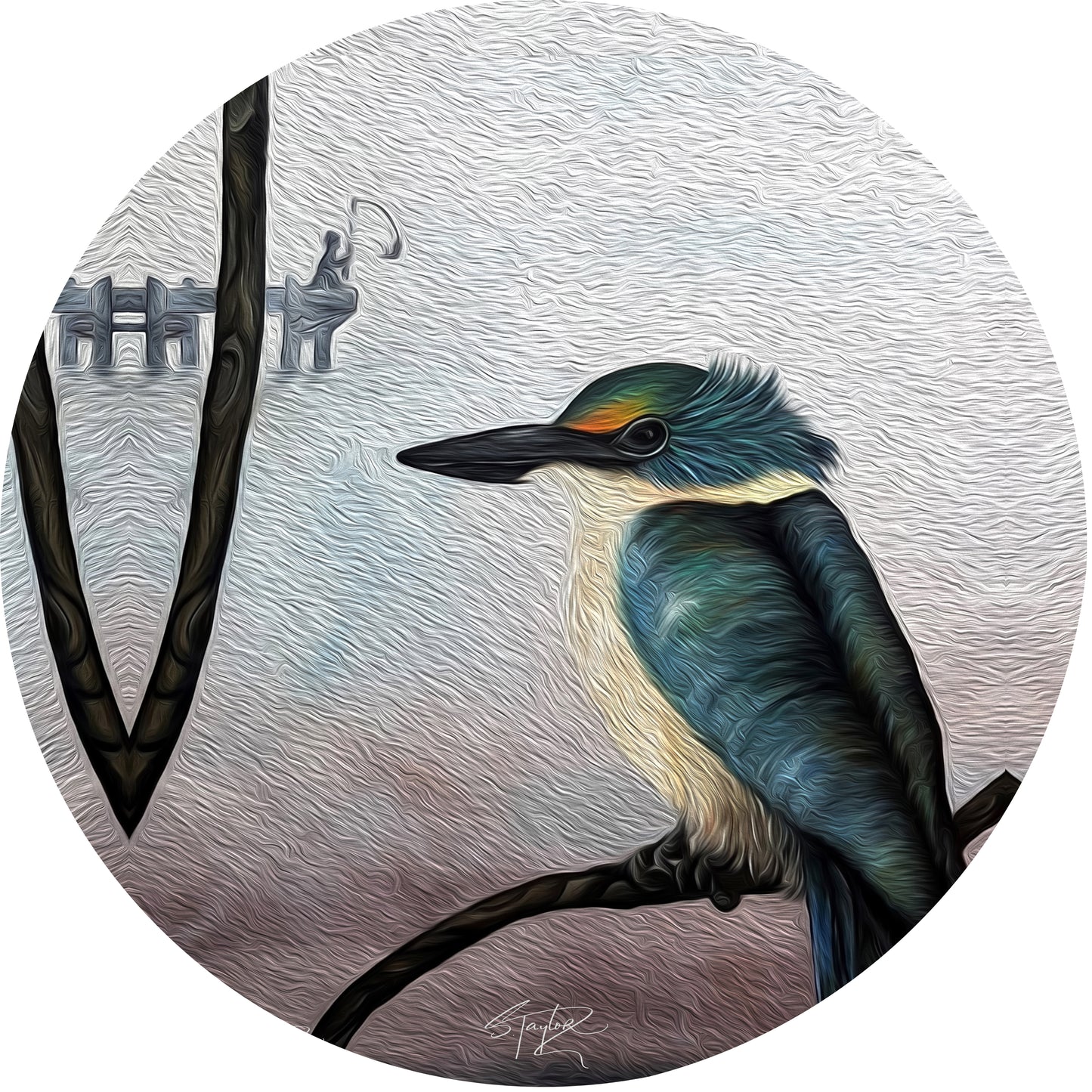 Round Aluminium Indoor/Outdoor Art Print - The Fisherman