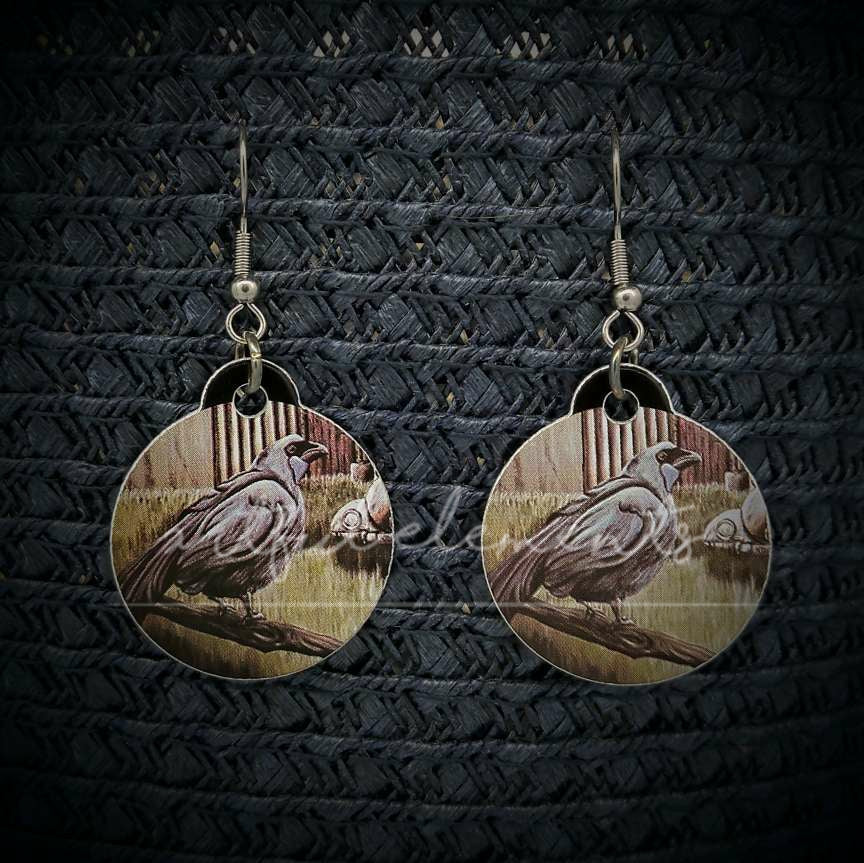Kiwiana Art Ball & Wire Style Earrings - Native Birds