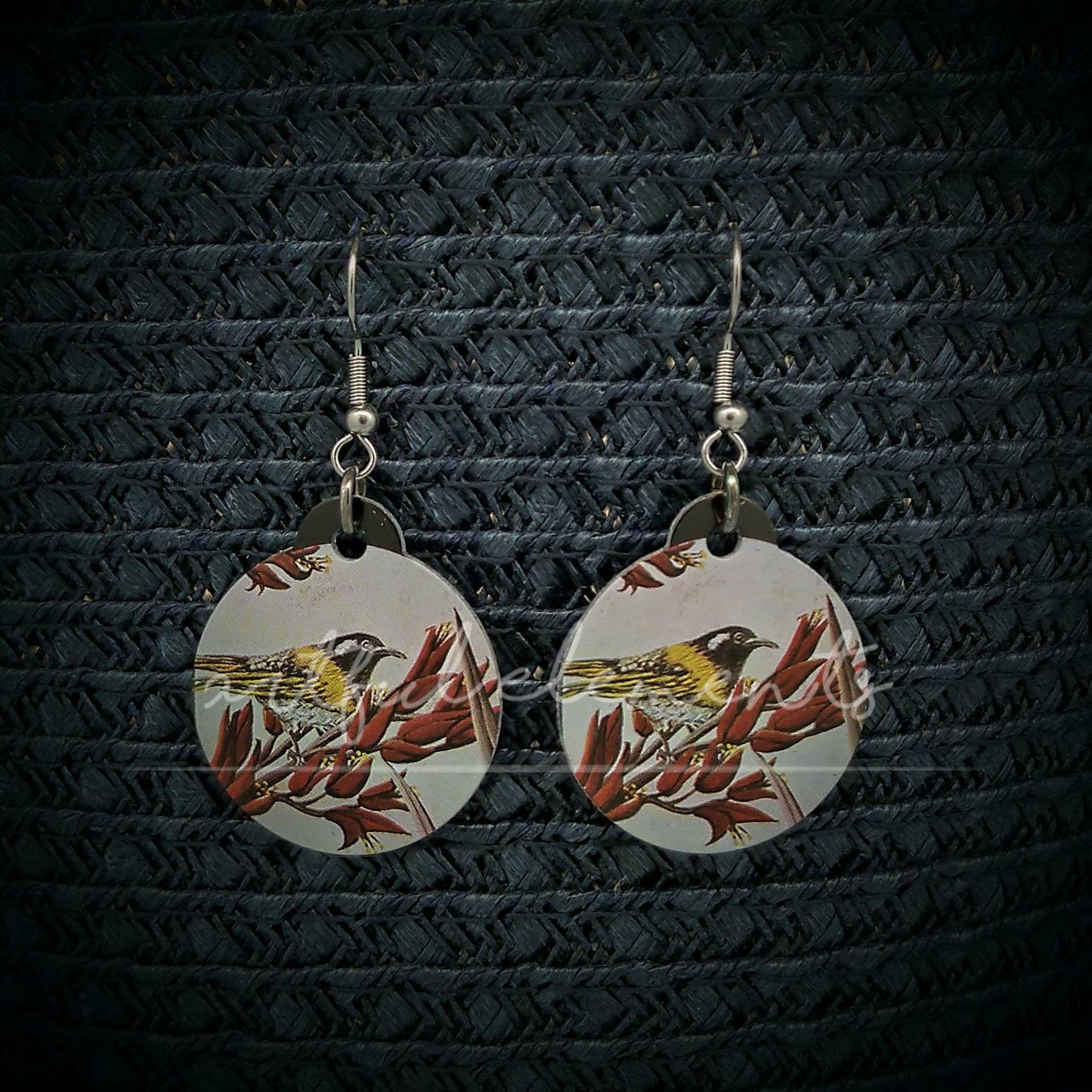 Kiwiana Art Ball & Wire Style Earrings - Native Birds