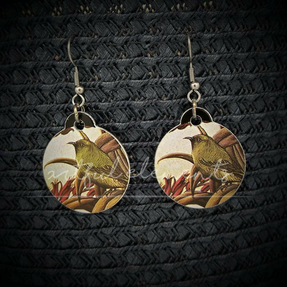 Kiwiana Art Ball & Wire Style Earrings - Native Birds