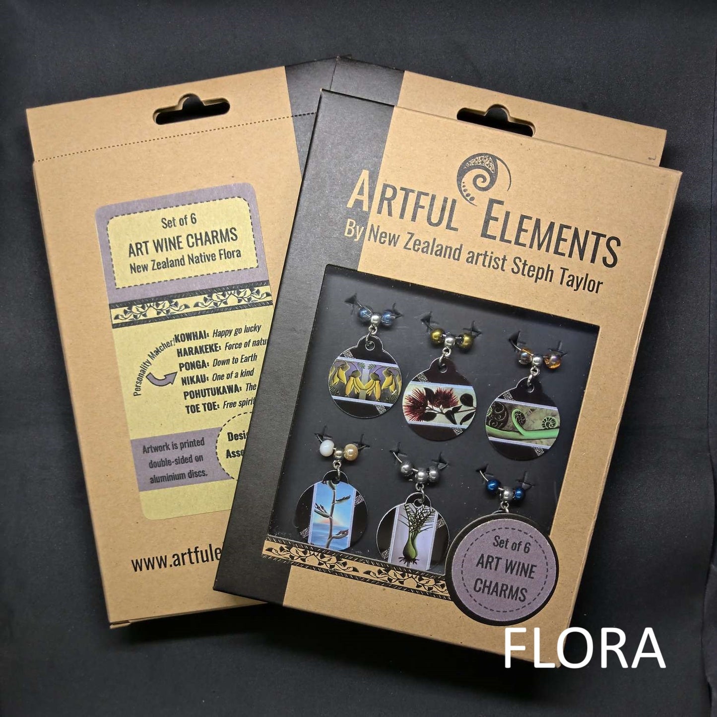 Kiwiana Art Wine Charms Gift Set