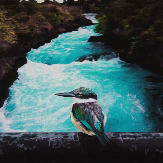 Kotare @ Huka Falls CANVAS Art Print